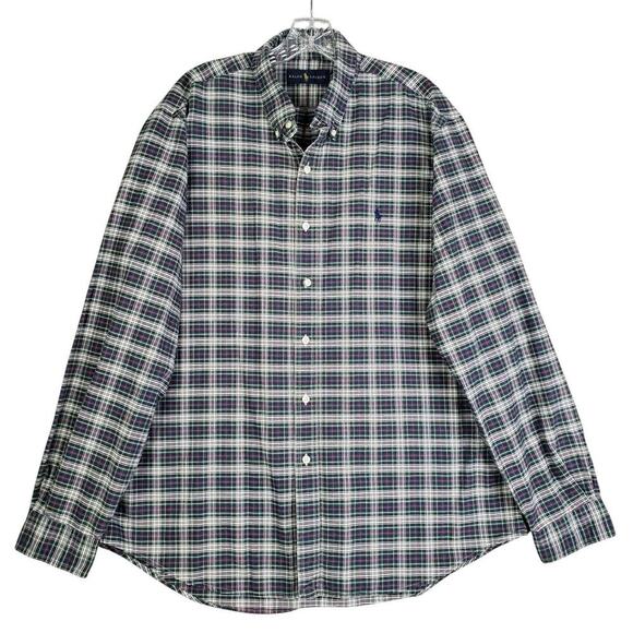 Polo Ralph Lauren Oxford Shirt Men’s Size XL Green Plaid LS Button Down - Picture 2 of 11